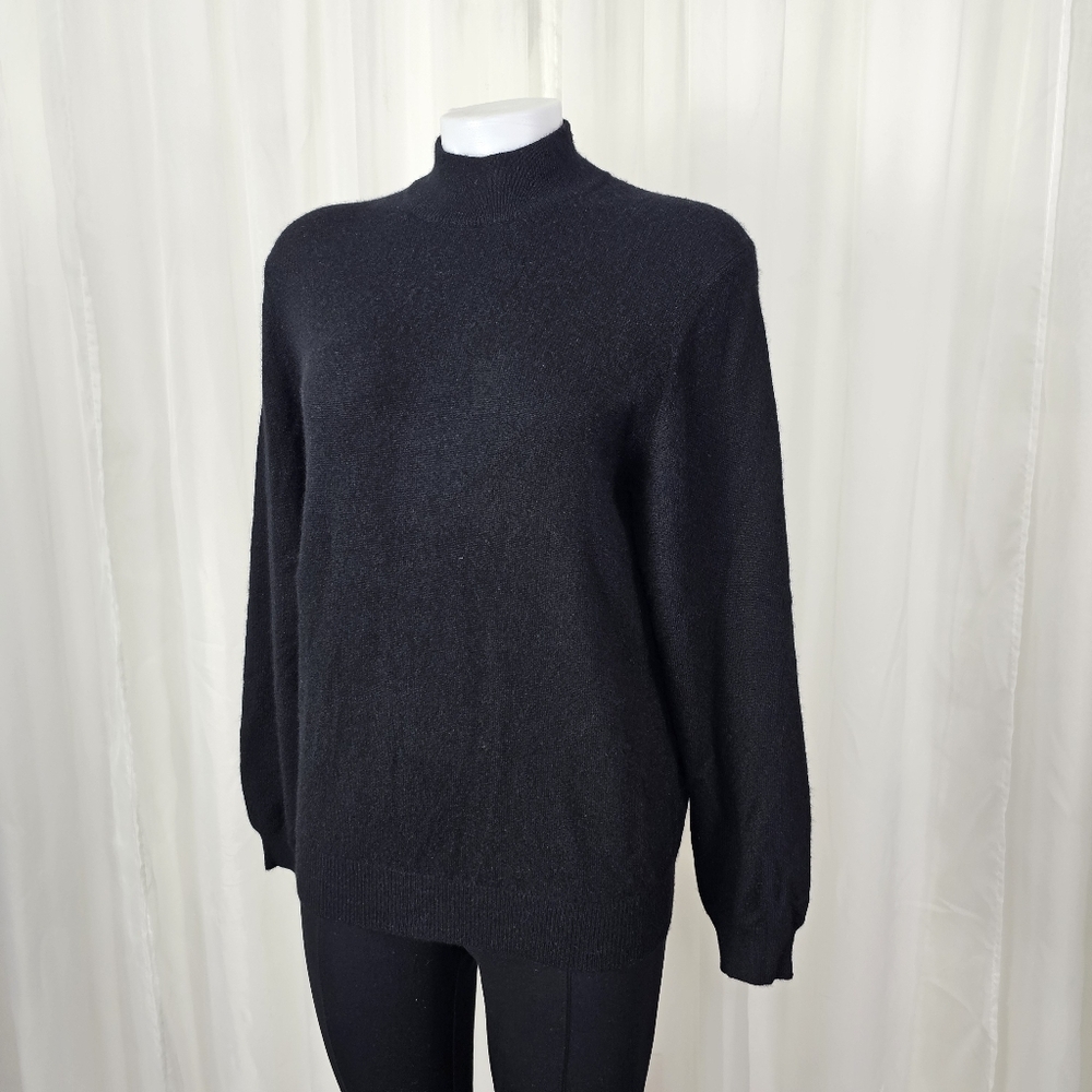 Charter Club 2-Ply Cashmere Black Mockneck Sweater Size Large
